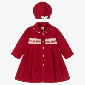 Girls Red Coat & Hat Set