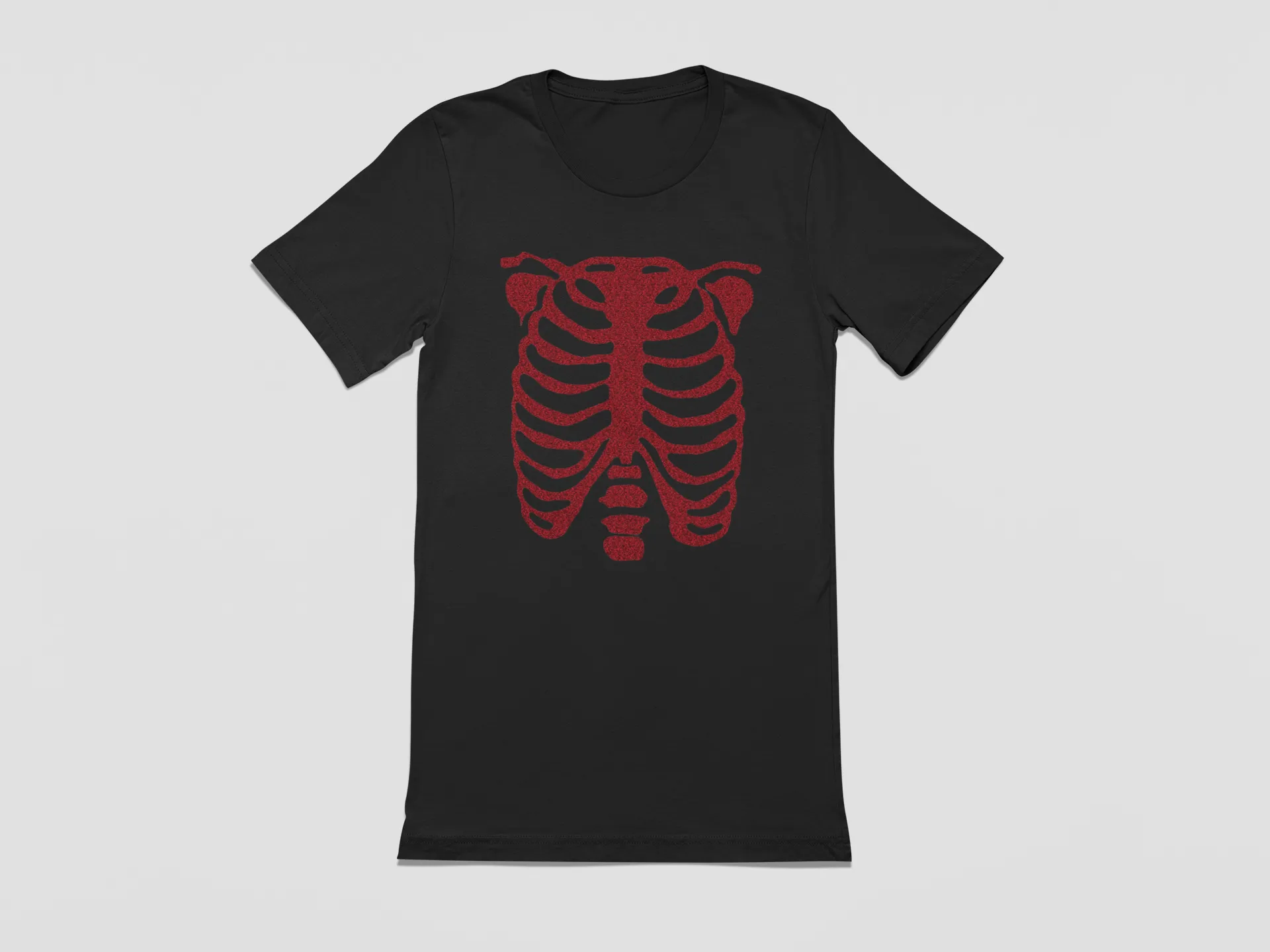 Glitter skeleton ribcage print T shirt | Unisex  Black