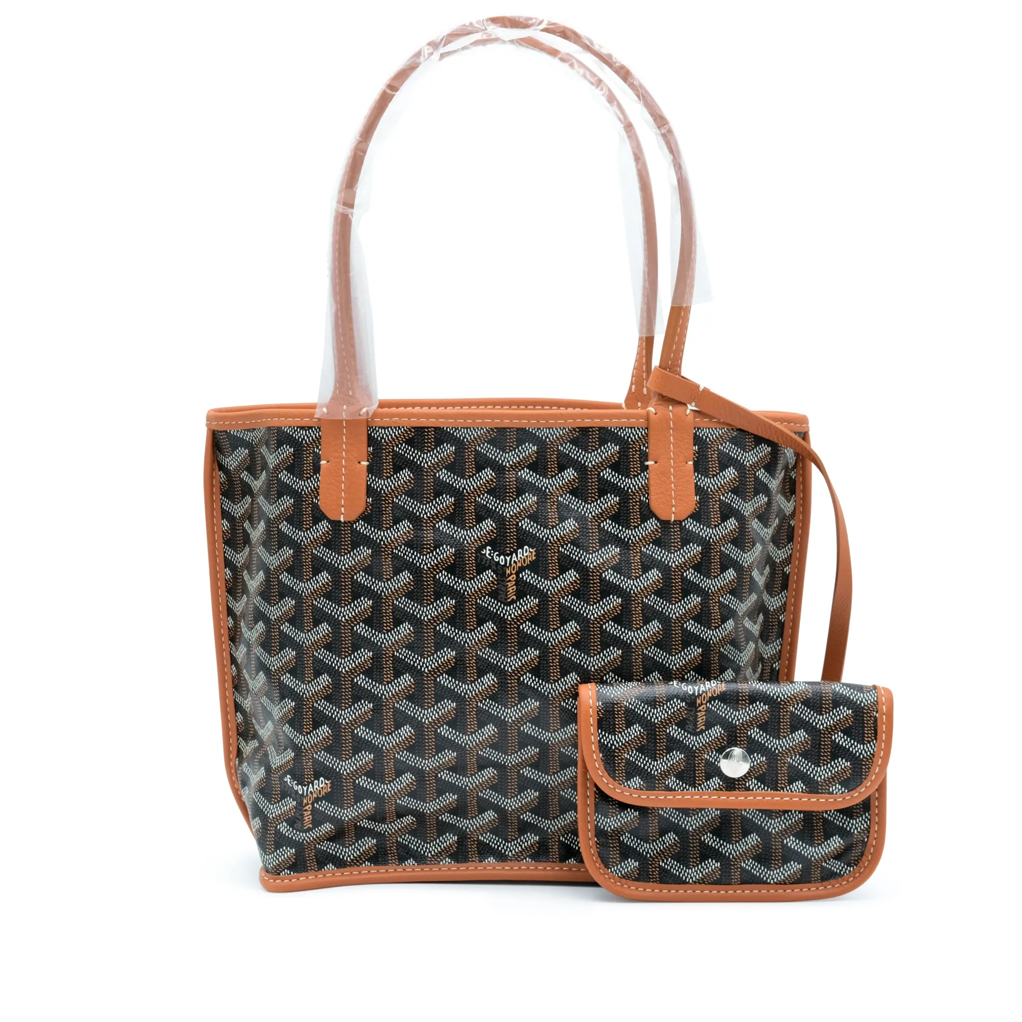 Goyard Black Goyardine Canvas and Tan Chevroches Calfskin Anjou Mini Bag