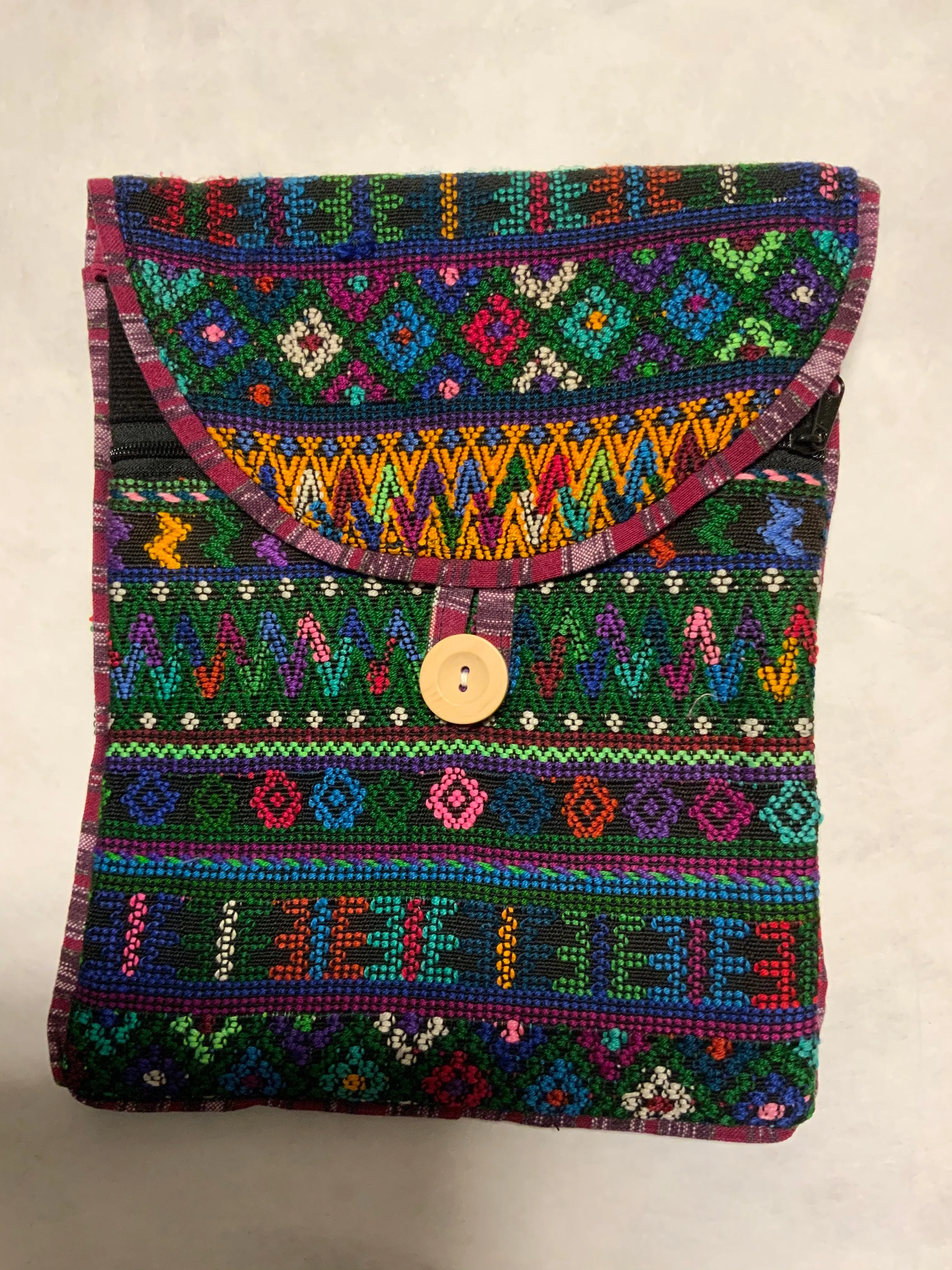 Guatemalan vintage huipil handwoven fabric 7.5” x 10” shoulder bag