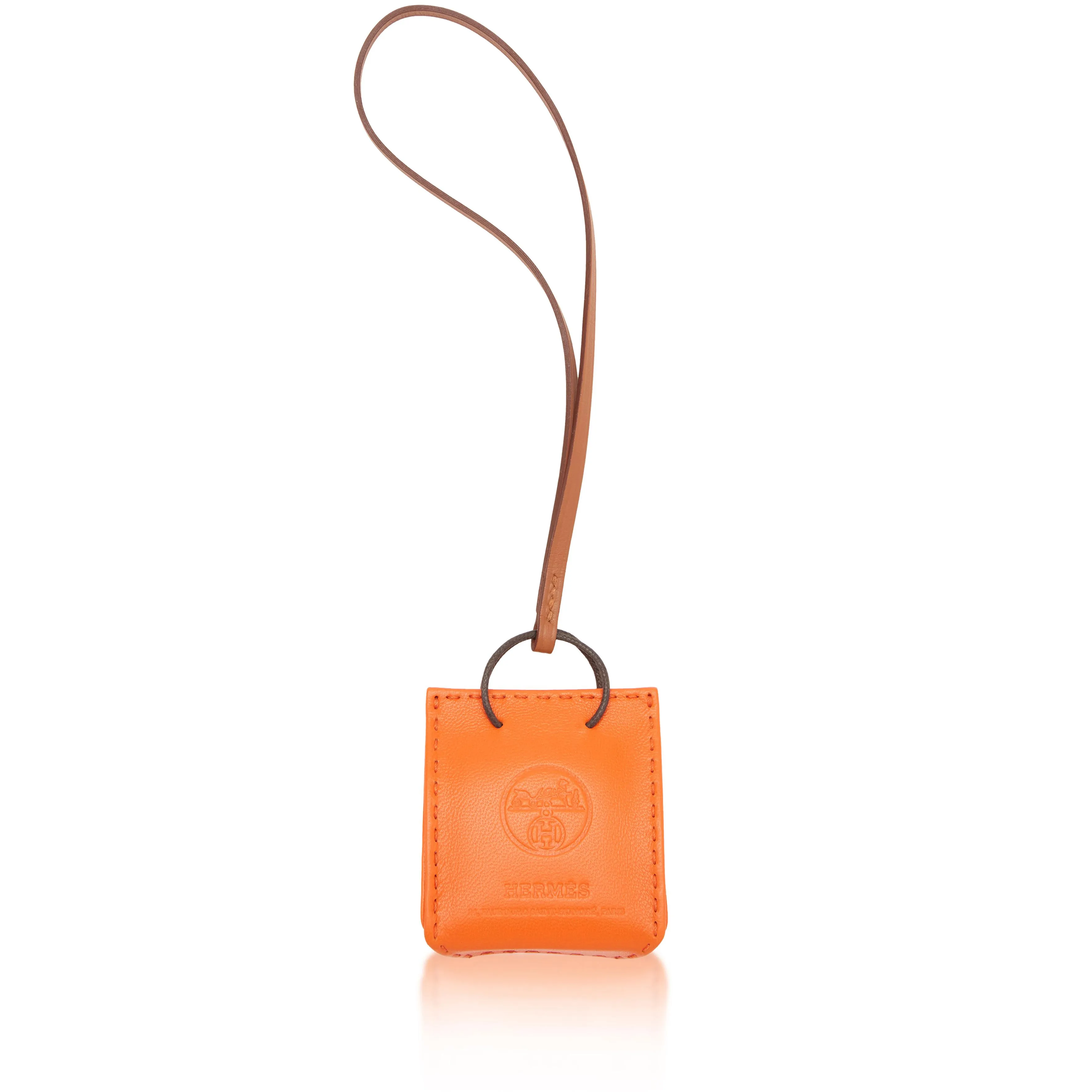 Hermès Feu Milo and Gold  Swift Mini Shopping Bag Charm, 2020