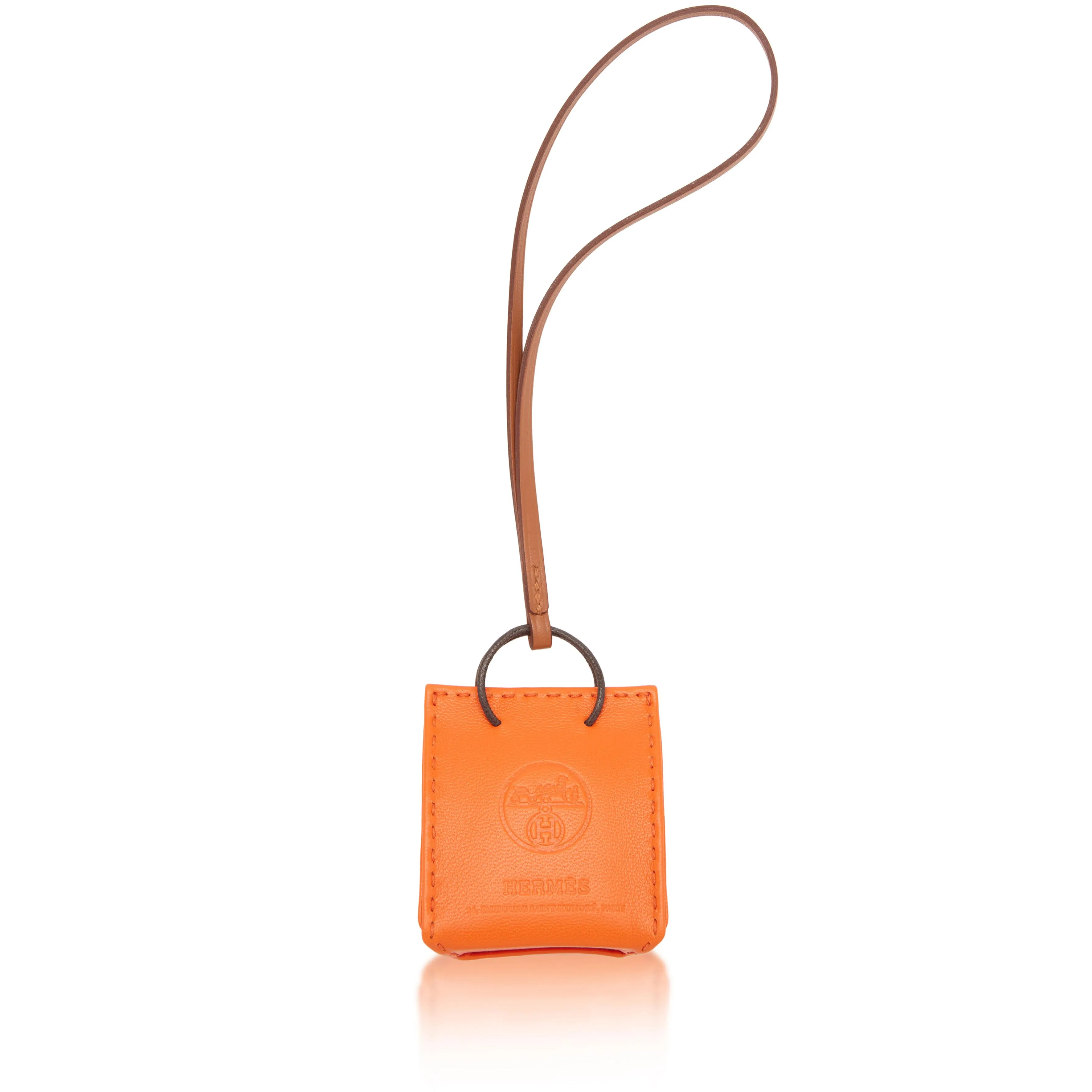 Hermès Feu Milo and Gold  Swift Mini Shopping Bag Charm, 2020