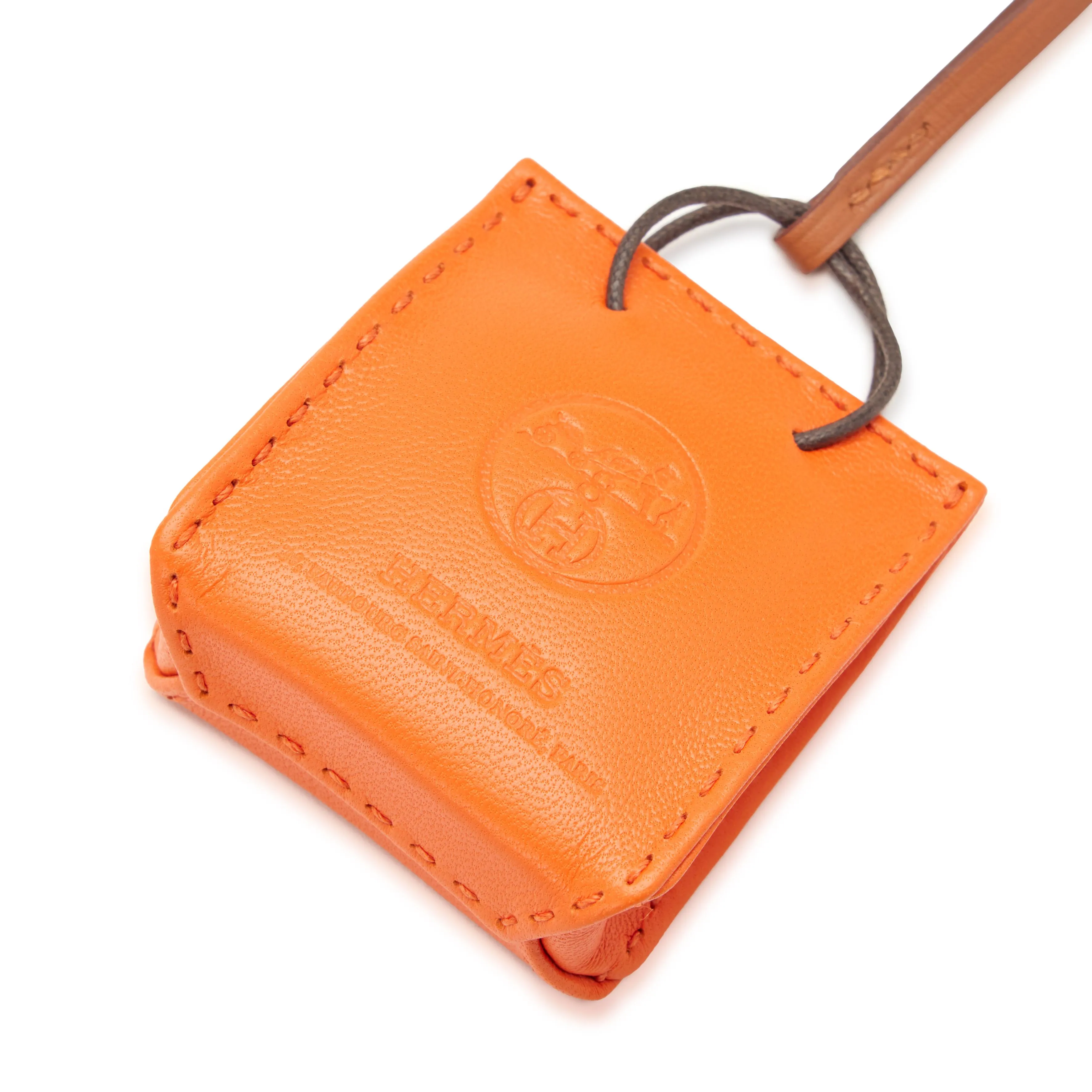 Hermès Feu Milo and Gold  Swift Mini Shopping Bag Charm, 2020