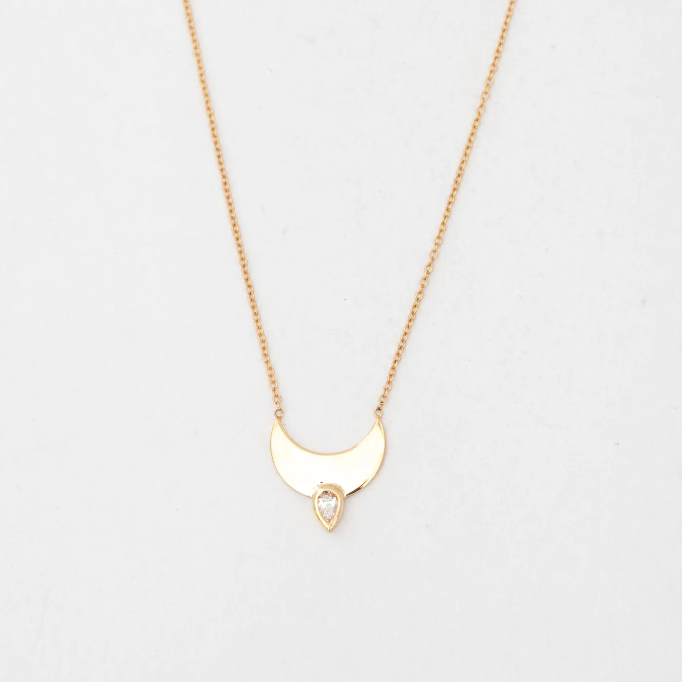 Horizon Crescent Necklace with Pear Diamond