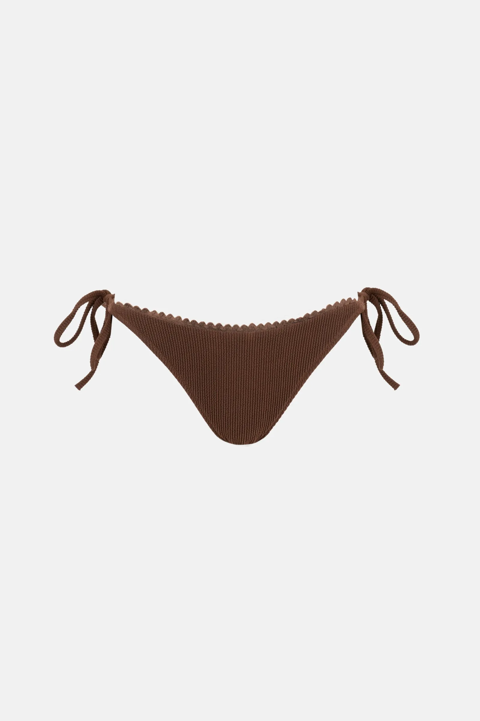 Isla Rib Crochet Tie Side Hi Cut Pant Chocolate