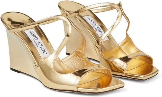 Jimmy Choo Anise 85 wedge sandals Gold