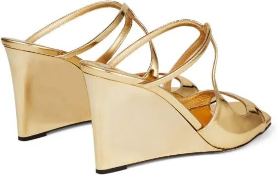 Jimmy Choo Anise 85 wedge sandals Gold