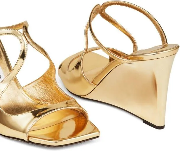 Jimmy Choo Anise 85 wedge sandals Gold