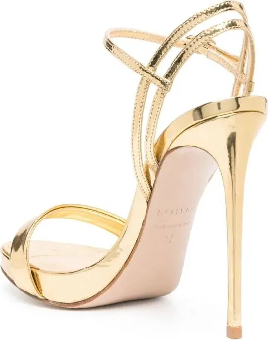 Le Silla Guen 120mm patent-leather sandals Gold