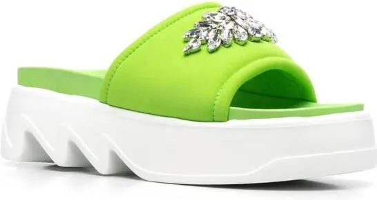 Le Silla Poolside crystal-embellished sandals Green