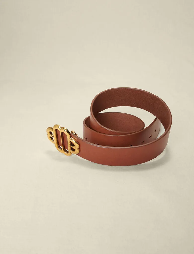 LEATHER BELT WITH CLOVER LOGO