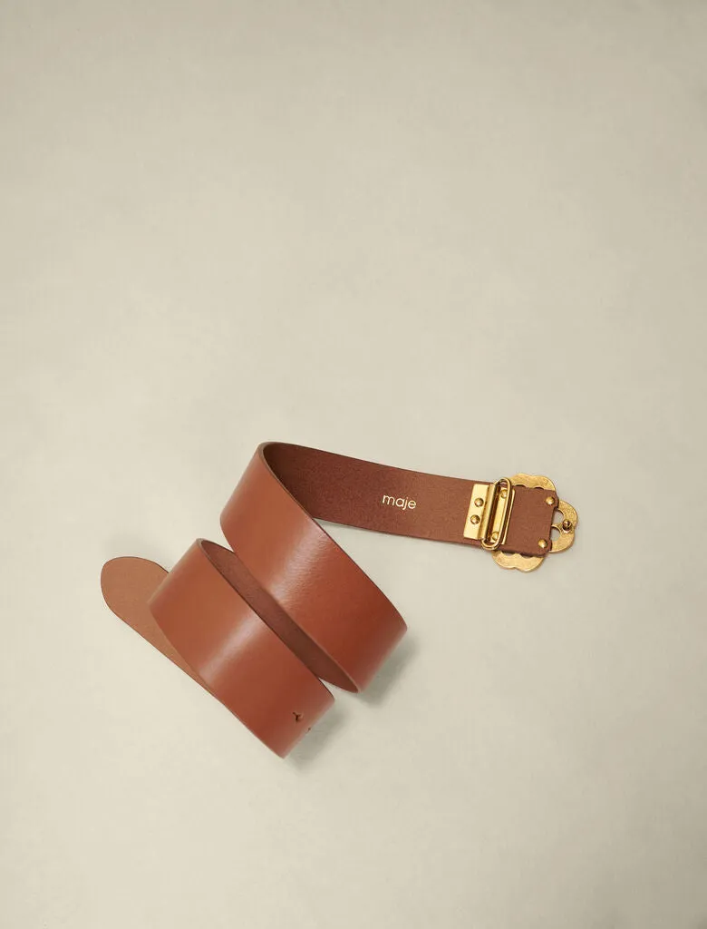 LEATHER BELT WITH CLOVER LOGO