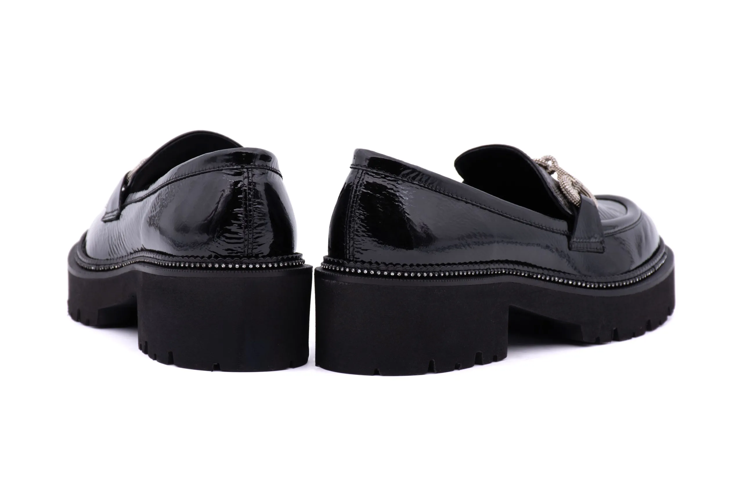 Loafer in Soft Patent Leather and Sole with Rhinestones