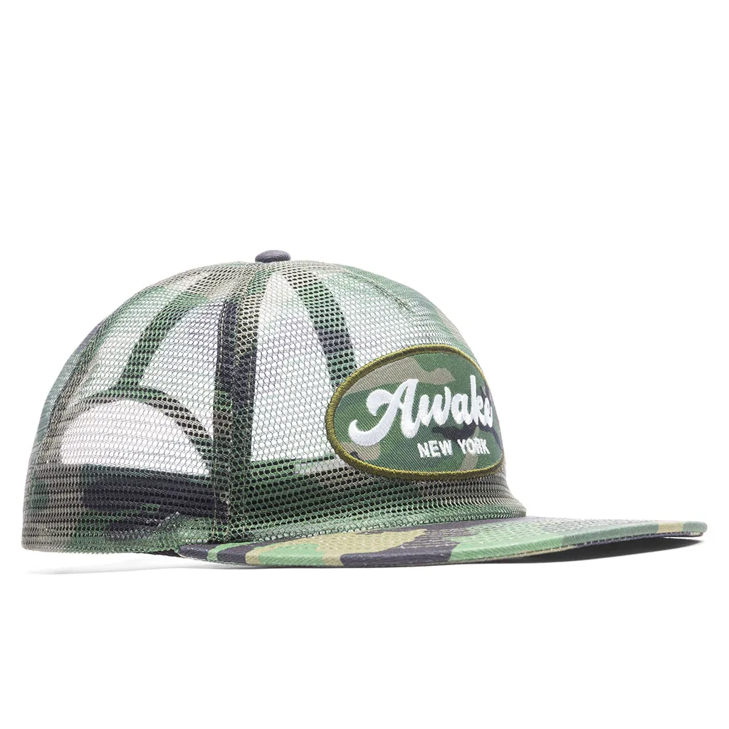 Logo Patch Mesh Trucker Hat - Camo