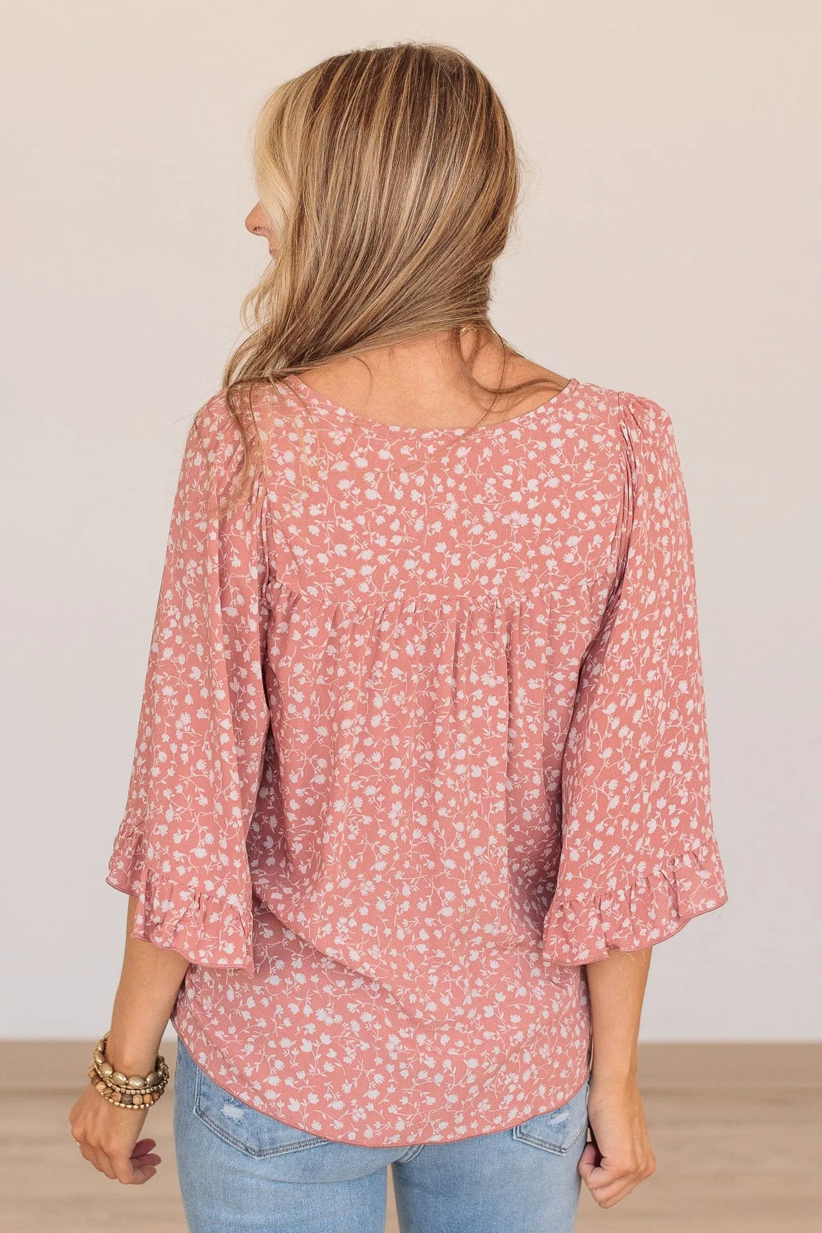 Magical Meadows Floral Blouse- Dusty Rose