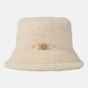 MAJE The Sustainable Edit Faux-Shearling Bucket Hat - ECRU