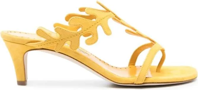 Manolo Blahnik Hidrag 50mm suede sandals Yellow