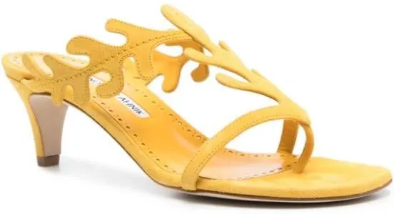 Manolo Blahnik Hidrag 50mm suede sandals Yellow