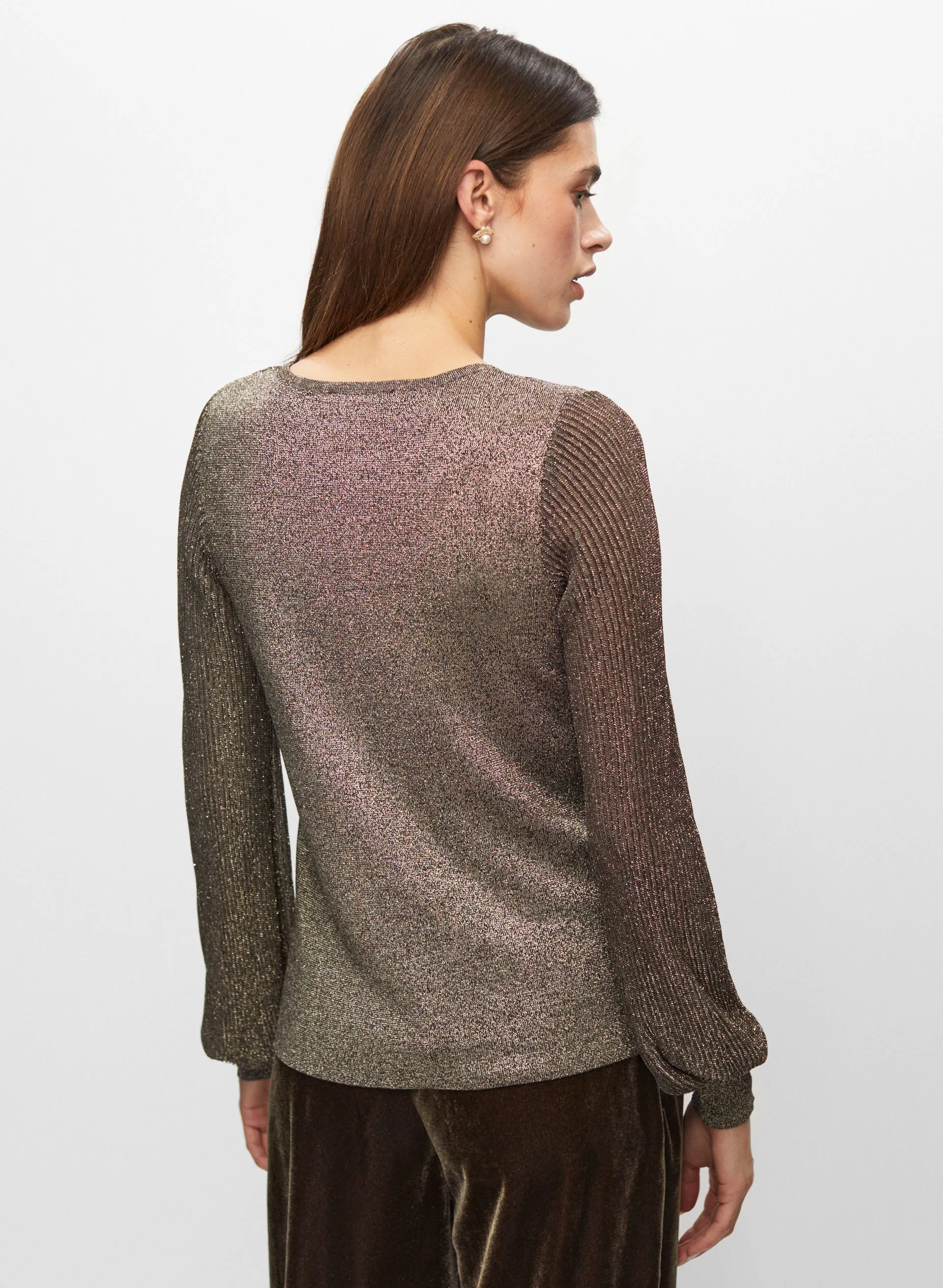 Metallic Crew Neck Sweater