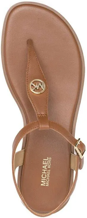 Michael Kors logo plaque T-bar sandals Brown