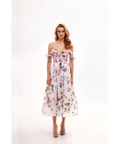 Milla Women's Tender Floral Midi Tie-Strap Dress