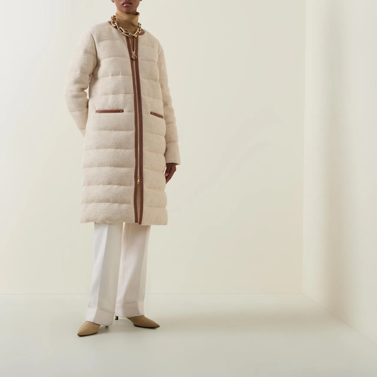 MONCLER Bellette Boucle Down Coat - Beige