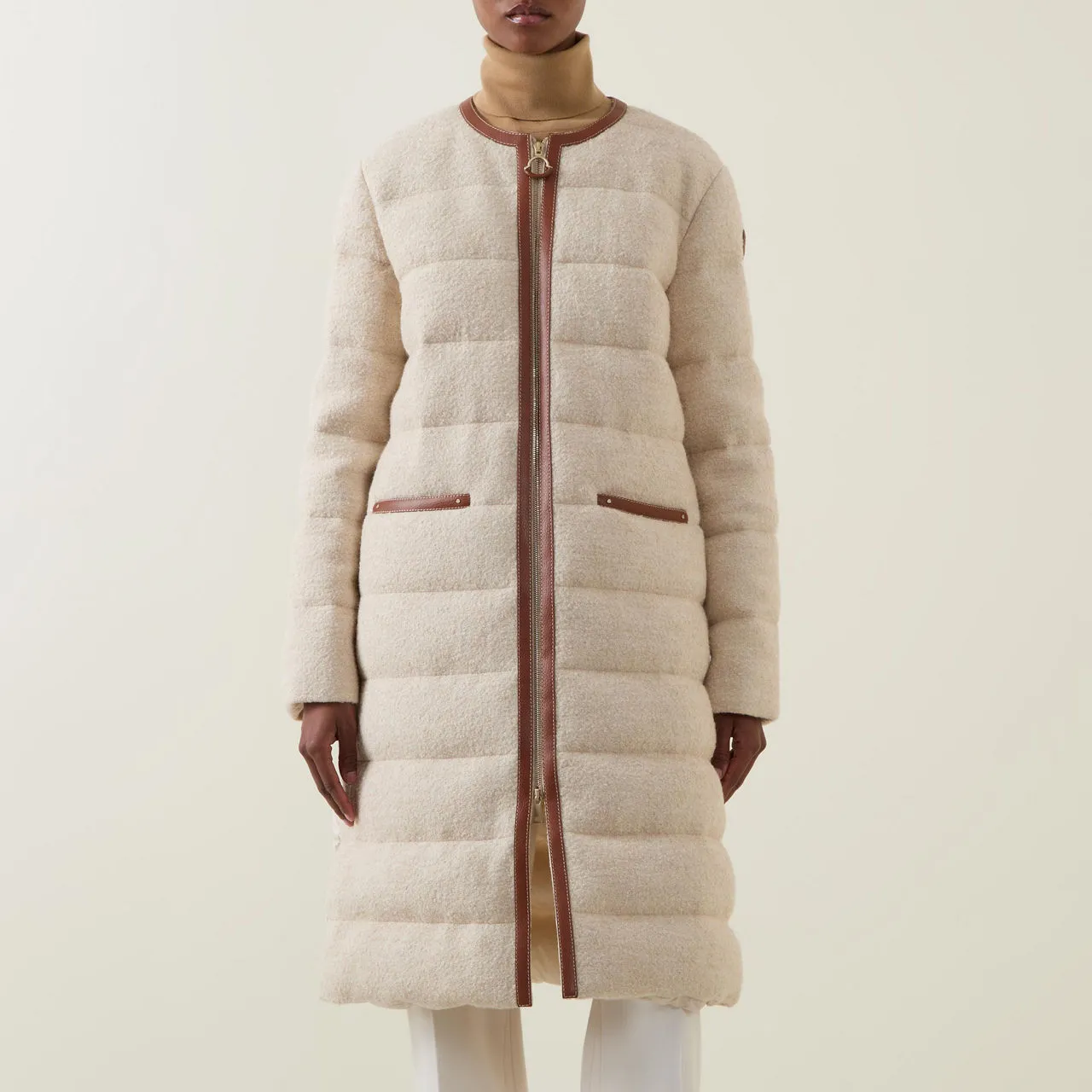 MONCLER Bellette Boucle Down Coat - Beige