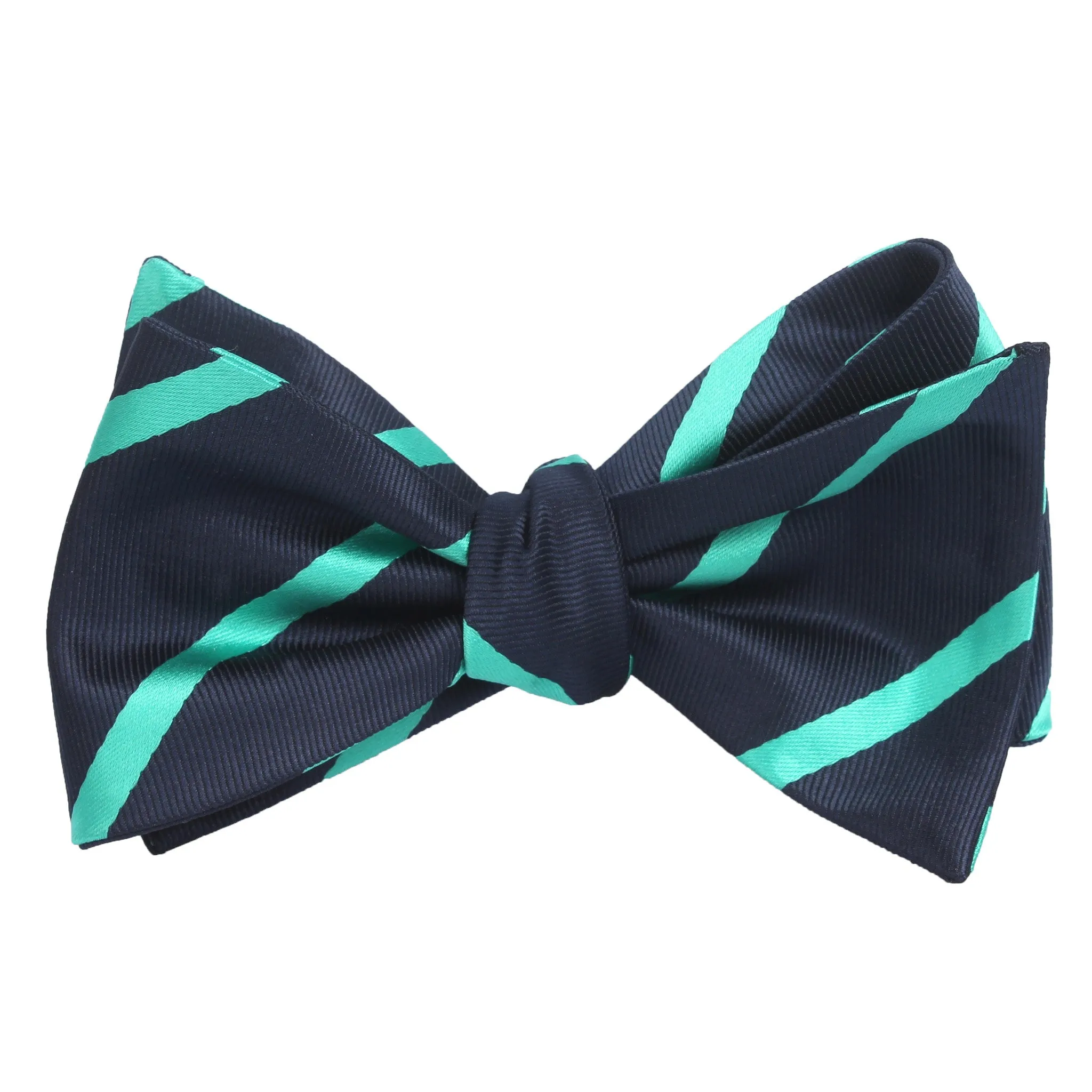 Navy Blue Bow Tie Untied with Striped Light Blue