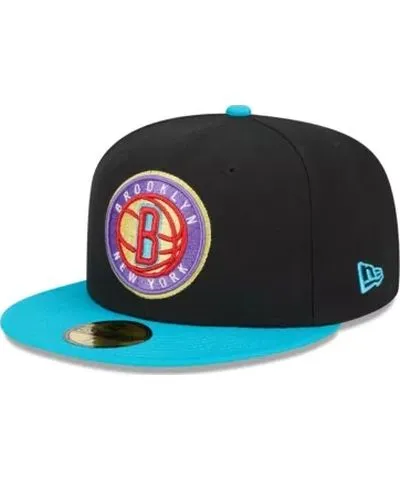 New Era Men's NBA Black/Turquoise Brooklyn Nets Arcade Scheme 59FIFTY Fitted Hat