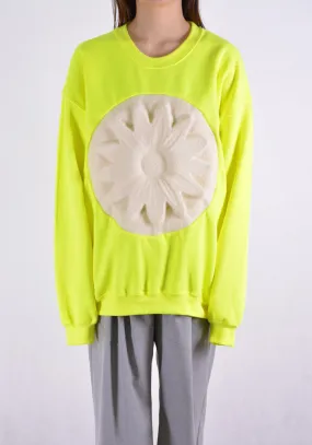 PAULA CANOVAS DEL VAS AE001 FLOWER EMBOSSED SWEAT SHIRT YELLOW