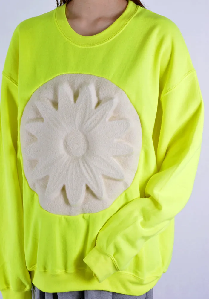 PAULA CANOVAS DEL VAS AE001 FLOWER EMBOSSED SWEAT SHIRT YELLOW