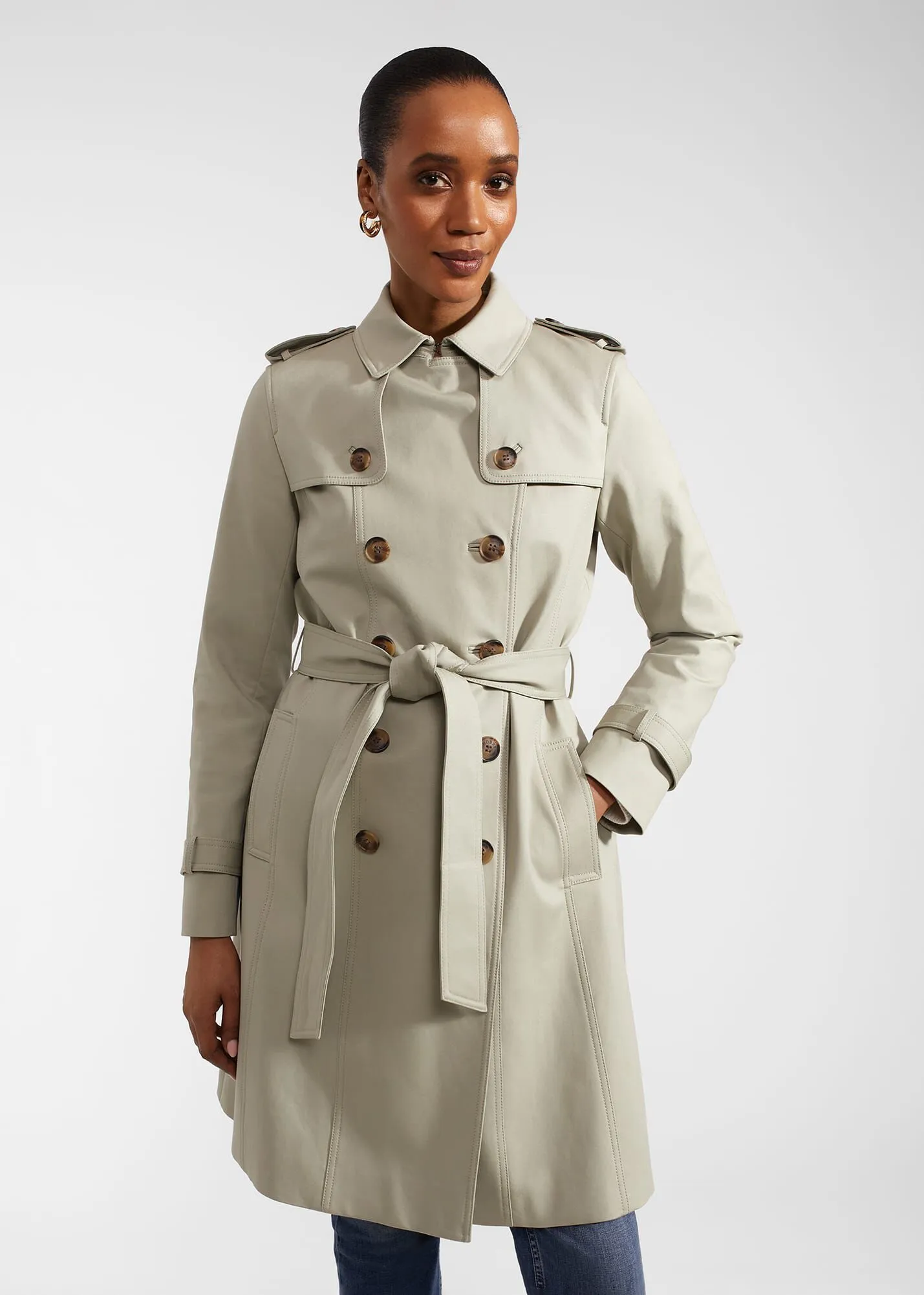 Petite Saskia Shower Resistant Trench Coat 