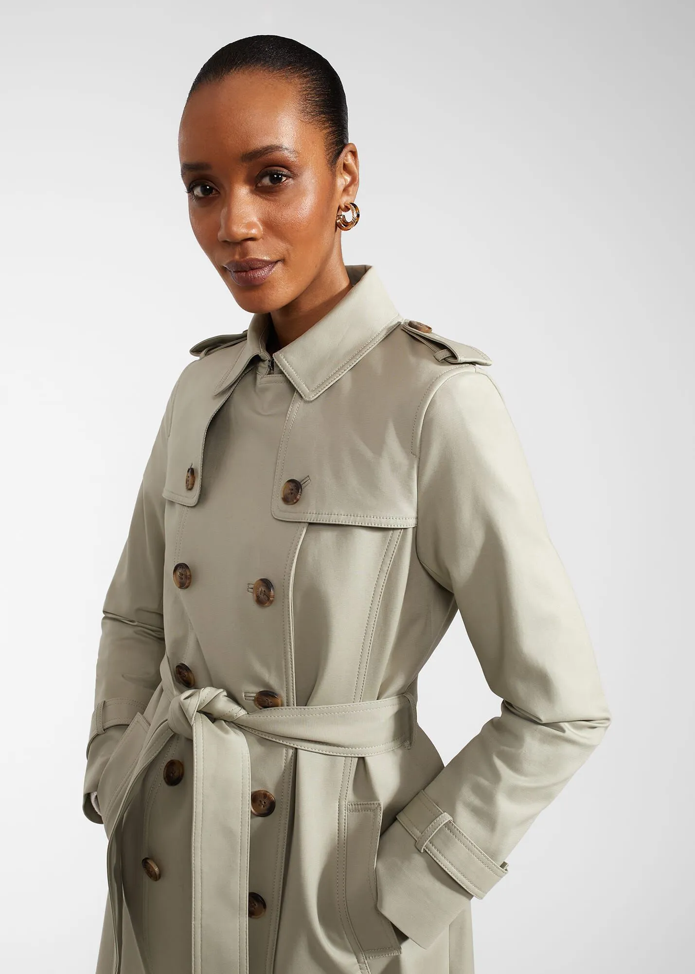 Petite Saskia Shower Resistant Trench Coat 