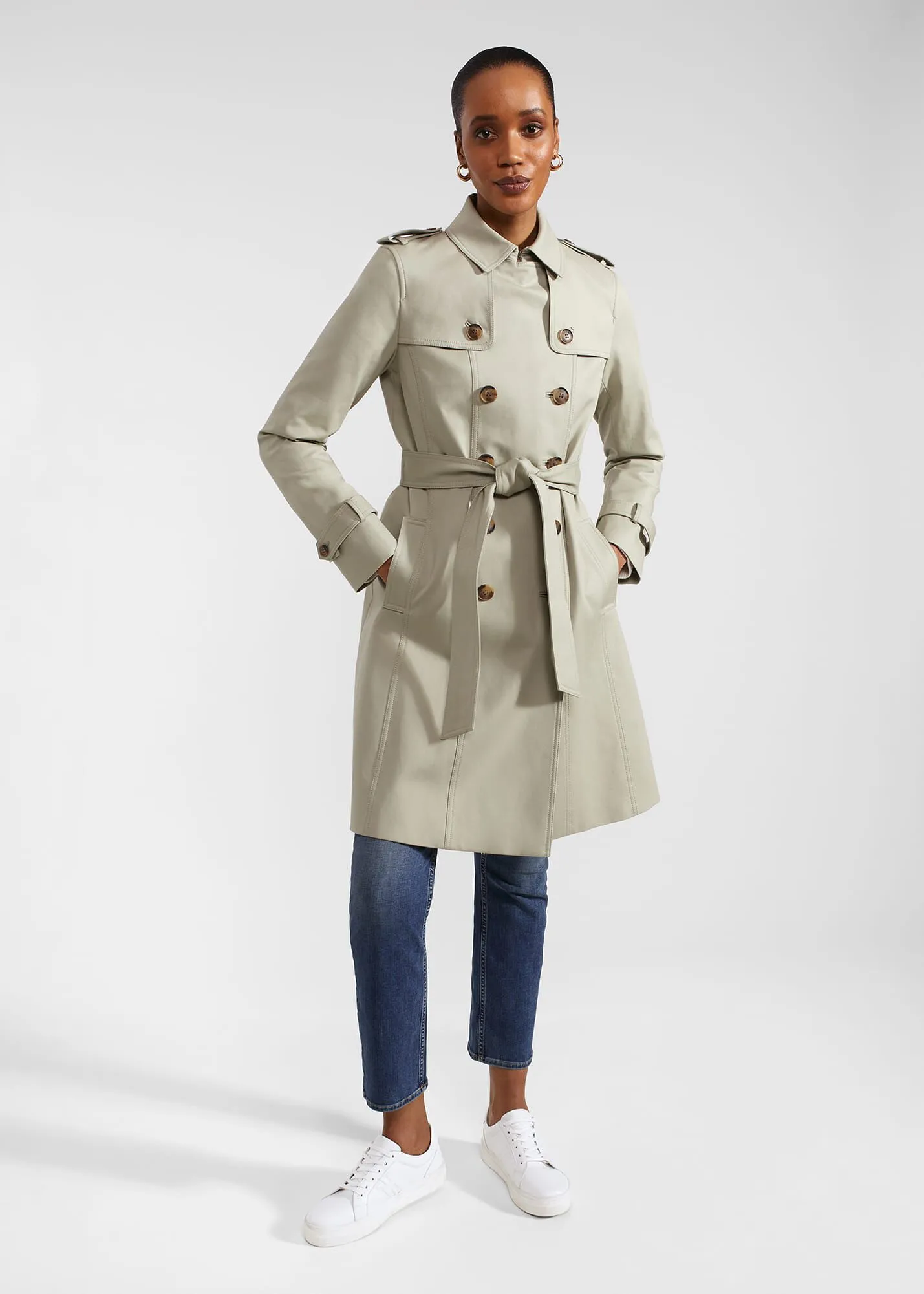 Petite Saskia Shower Resistant Trench Coat 