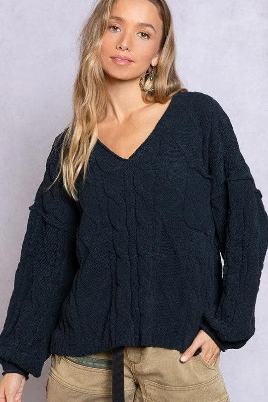 POL Dreamy V-Neck Sweater with Chain Detail