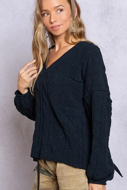 POL Dreamy V-Neck Sweater with Chain Detail