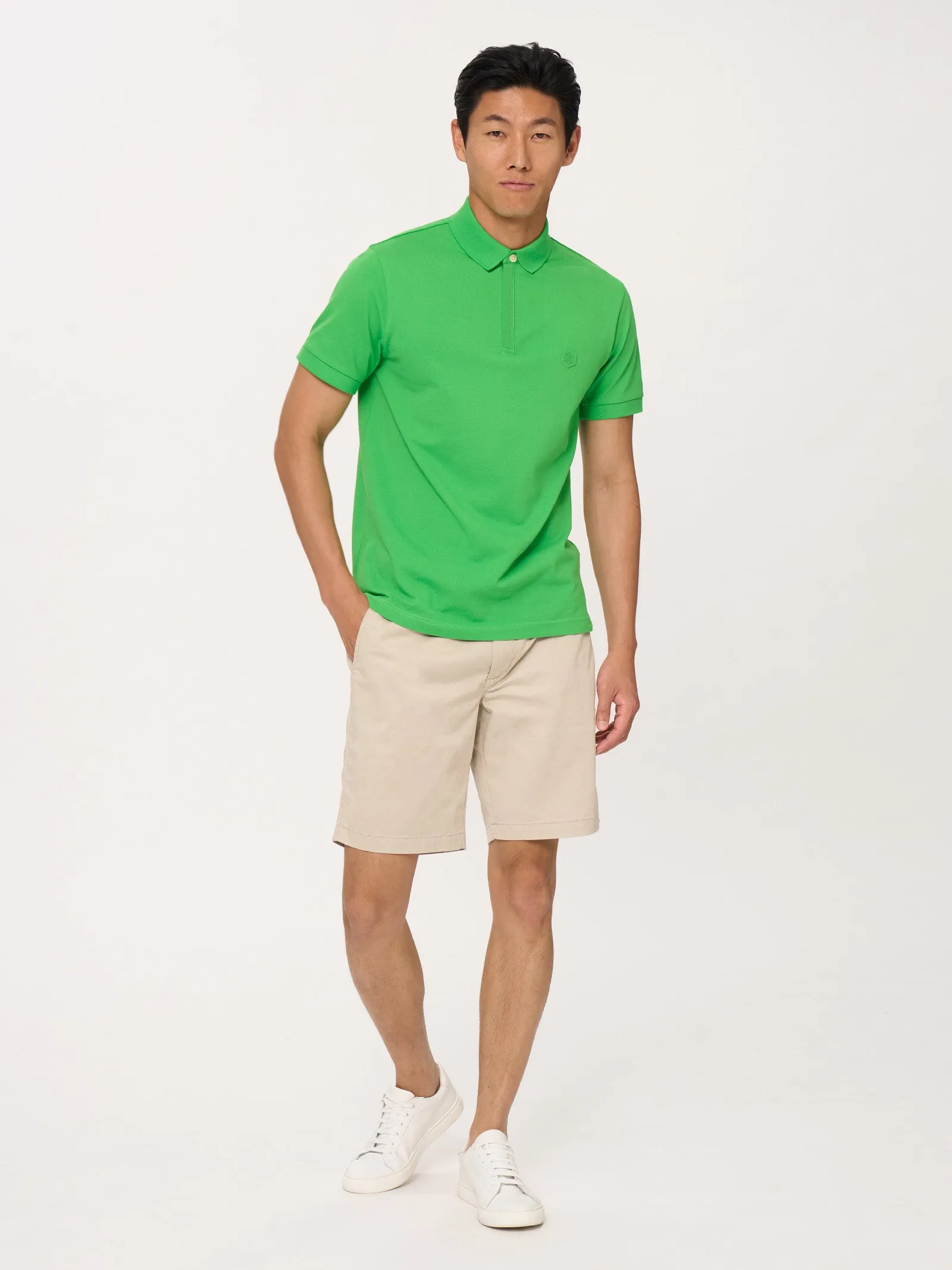 Polo in Eco Cotton Piquet Stretch - Quiet Green