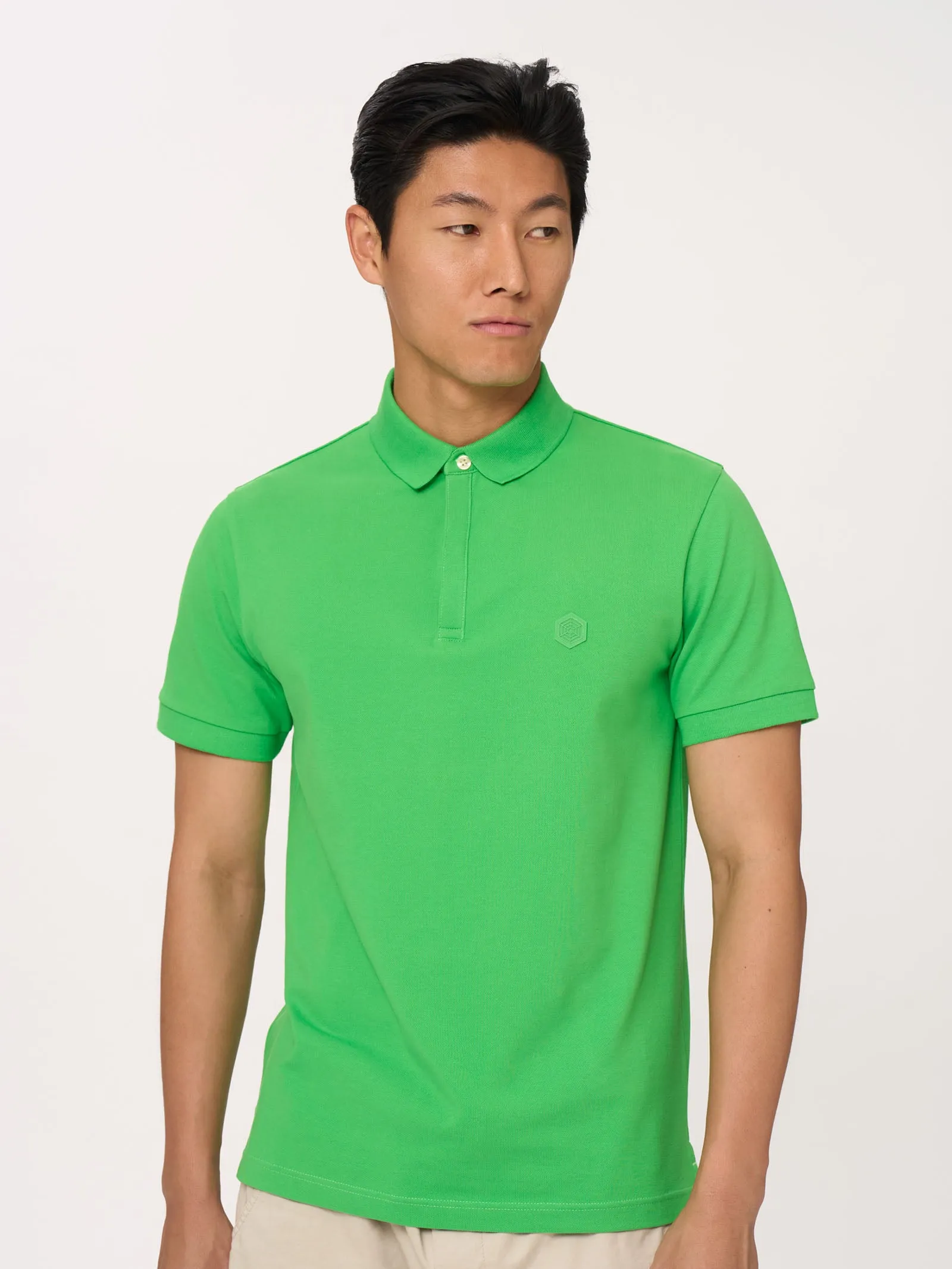 Polo in Eco Cotton Piquet Stretch - Quiet Green