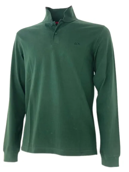 POLO UOMO VERDE MANICHE LUNGHE