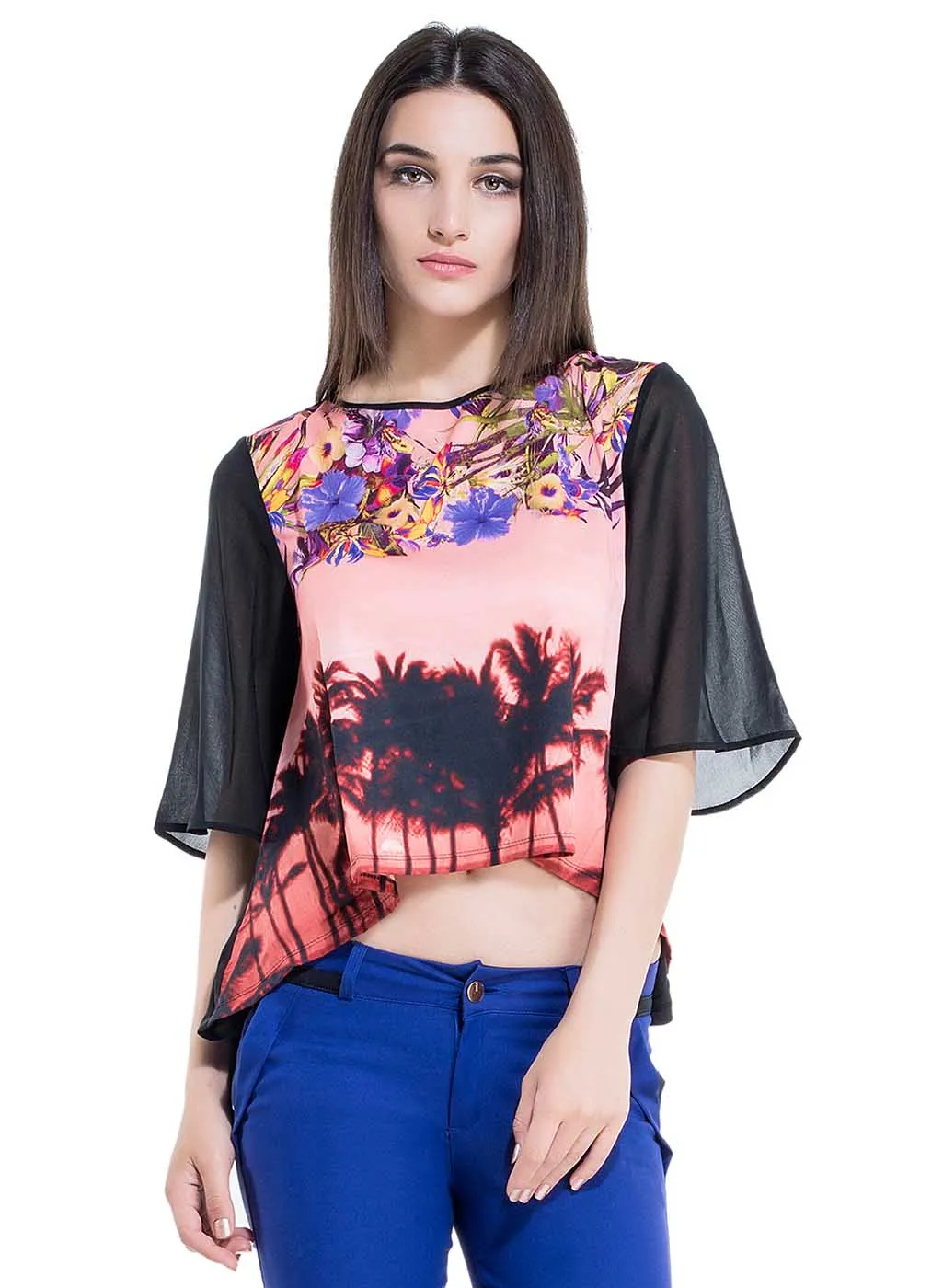 Printed T-Shirt With Flare Sleeves