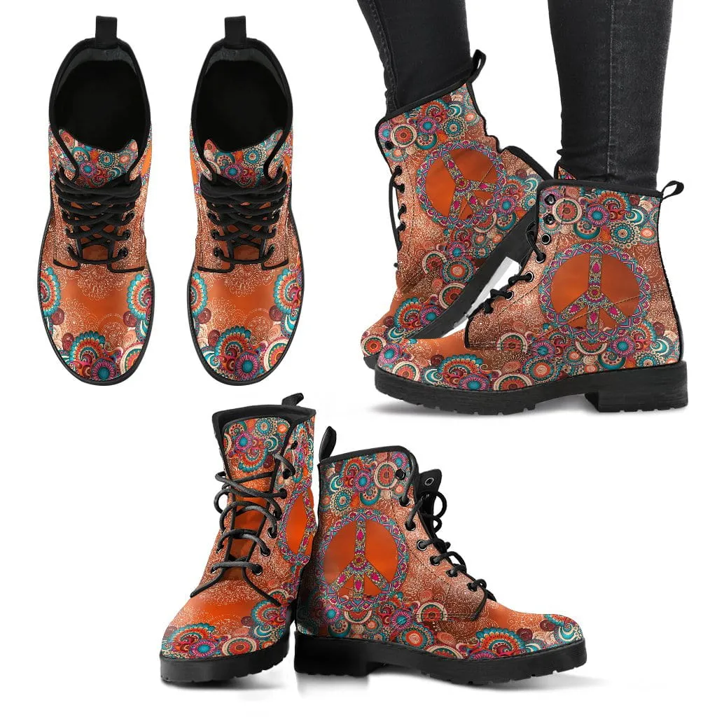 Red Paisley Mandala Handcrafted Boots