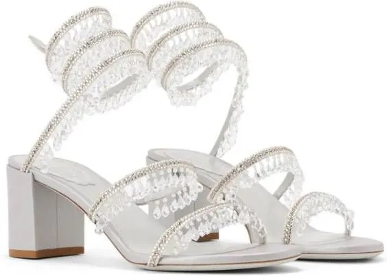 René Caovilla Chandelier 60mm satin sandals Neutrals