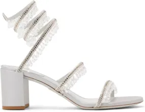 René Caovilla Chandelier 60mm satin sandals Neutrals