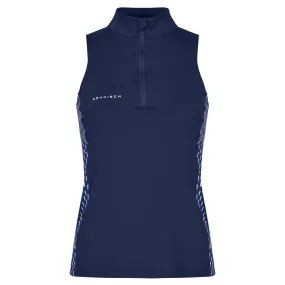 Rohnisch Bonnie Printed Ladies Sleeveless Golf Polo Shirt Logo Blue