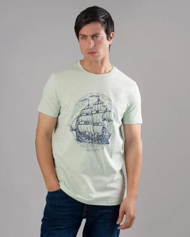 ROUND NECK PRINTED T-SHIRT - MINT