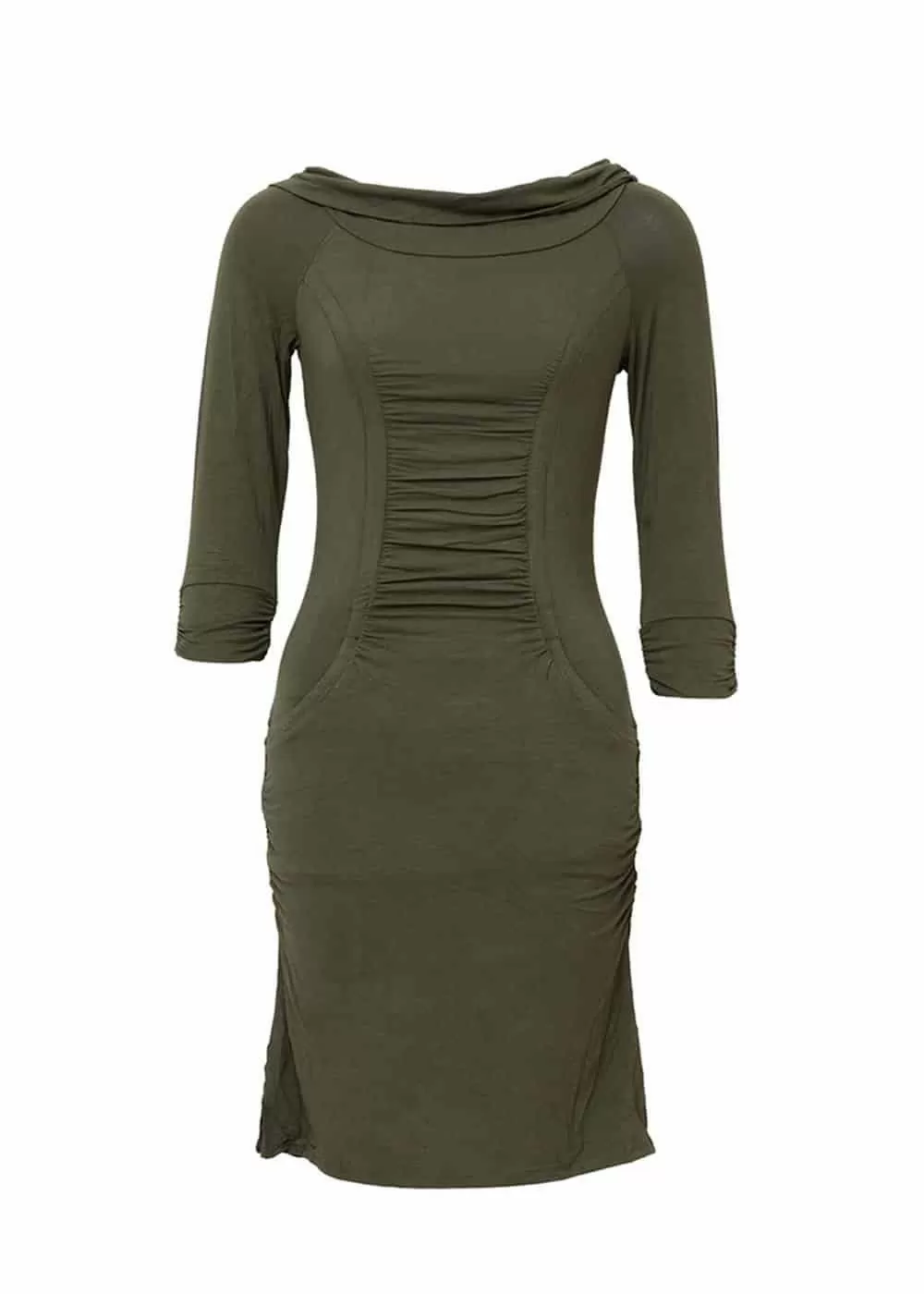 Ruched Neck Hemp Lyocell Dress