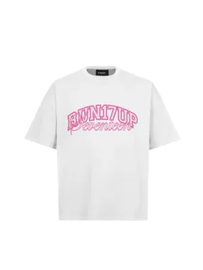 Run17Up Seventeen Pink College Logo White T-Shirt