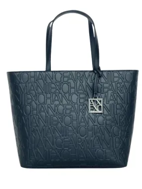 SHOPPING BAG NERA CON LOGO IN RILIEVO