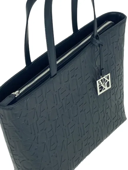 SHOPPING BAG NERA CON LOGO IN RILIEVO