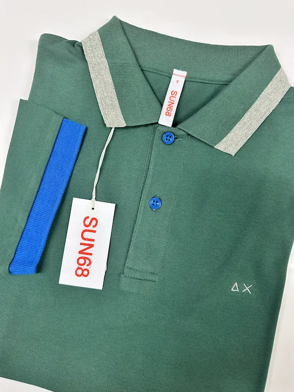 SOLO Tg. S – SUN68 Polo – Polo Manica Corta in Cotone – Col. Verde